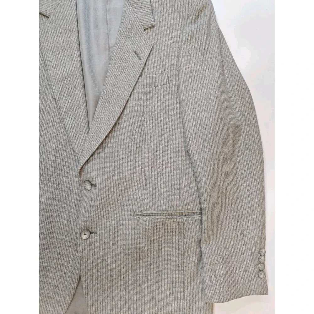 Halston Mens Vintage Wool Tweed Blazer Sport Coat Gray Striped 36R USA Made
